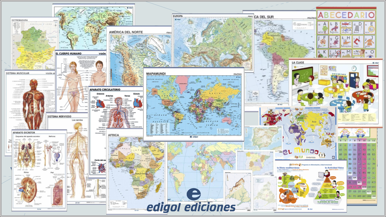 Algunos de los mapas y láminas impresas por Edigol
